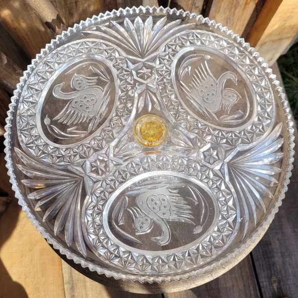 Vintage Hofbauer Crystal Swan Cake Stand 11" - Picture 5 of 12